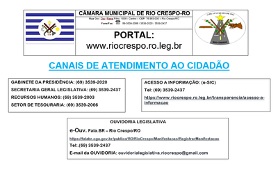 Contatos da Câmara Municipal de Rio Crespo-RO